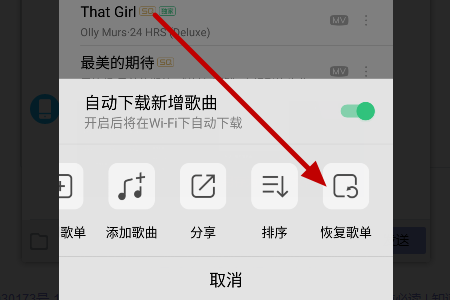 《QQ音乐》“我喜欢”歌单删除了后恢复教程