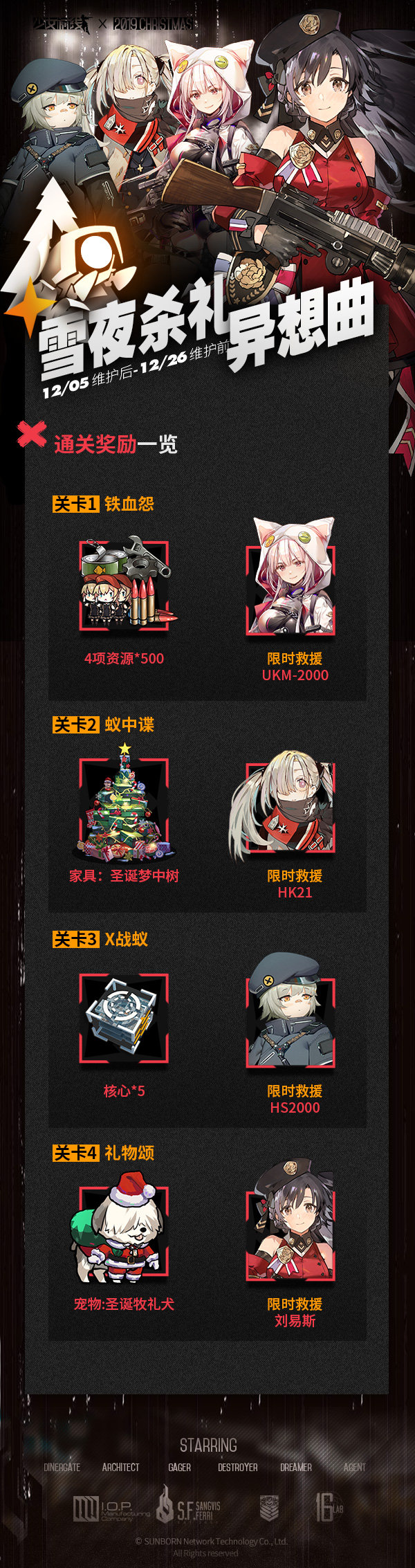 《少女前线》19年圣诞限定活动“雪夜杀礼异想曲”即将开启