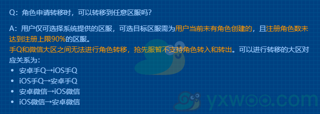 《王者荣耀》转区可转移的目标区服介绍