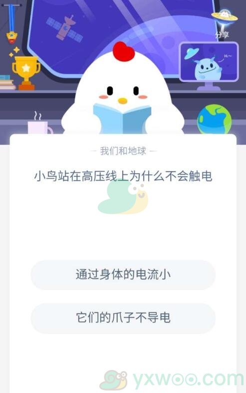 小鸟站在高压线上为什么不会触电？