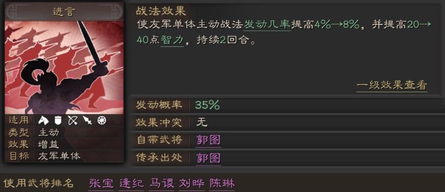 《三国志战略版》进言战法评测