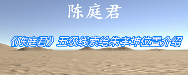 《孙美琪疑案：陈庭君》五级线索给朱孝坤位置介绍