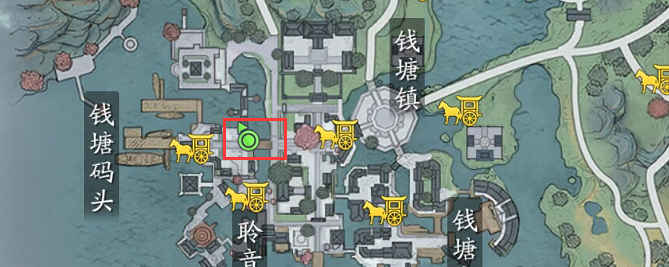《天涯明月刀手游》钱塘码头的黑鹰位置