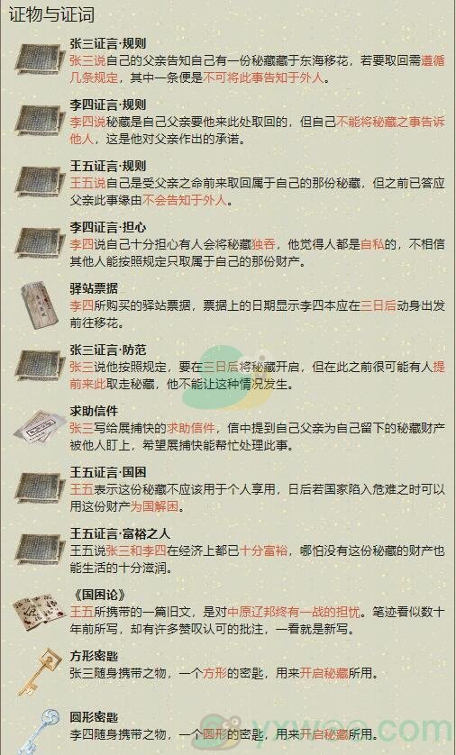 《天涯明月刀手游》先人秘藏案件破解方法