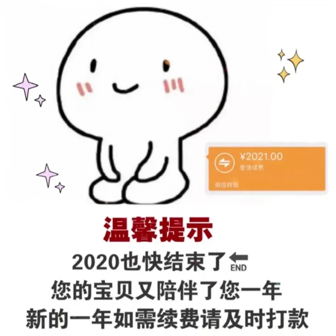 温馨提示2020也快结束了的宝贝又陪伴了您一年表情包