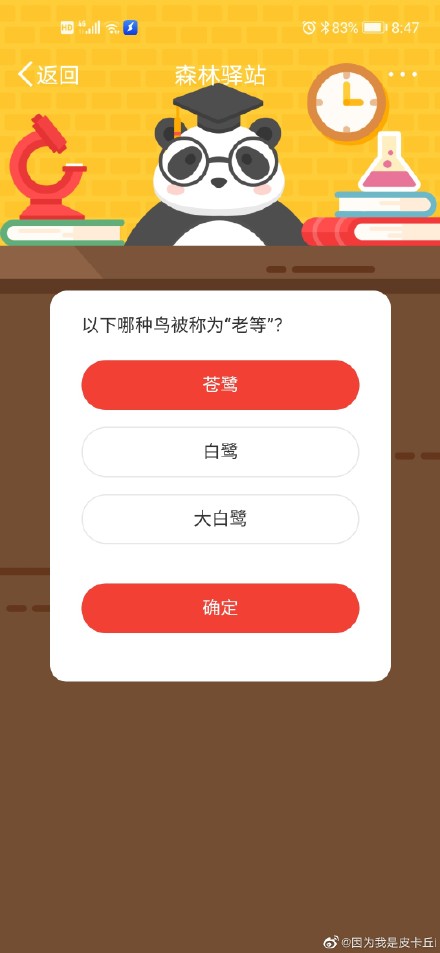 《微博》森林驿站以下哪种鸟被称为老等