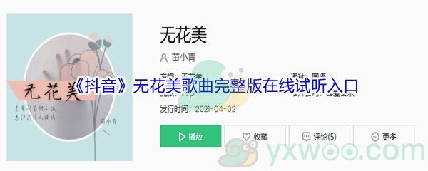 《抖音》无花美歌曲完整版在线试听入口