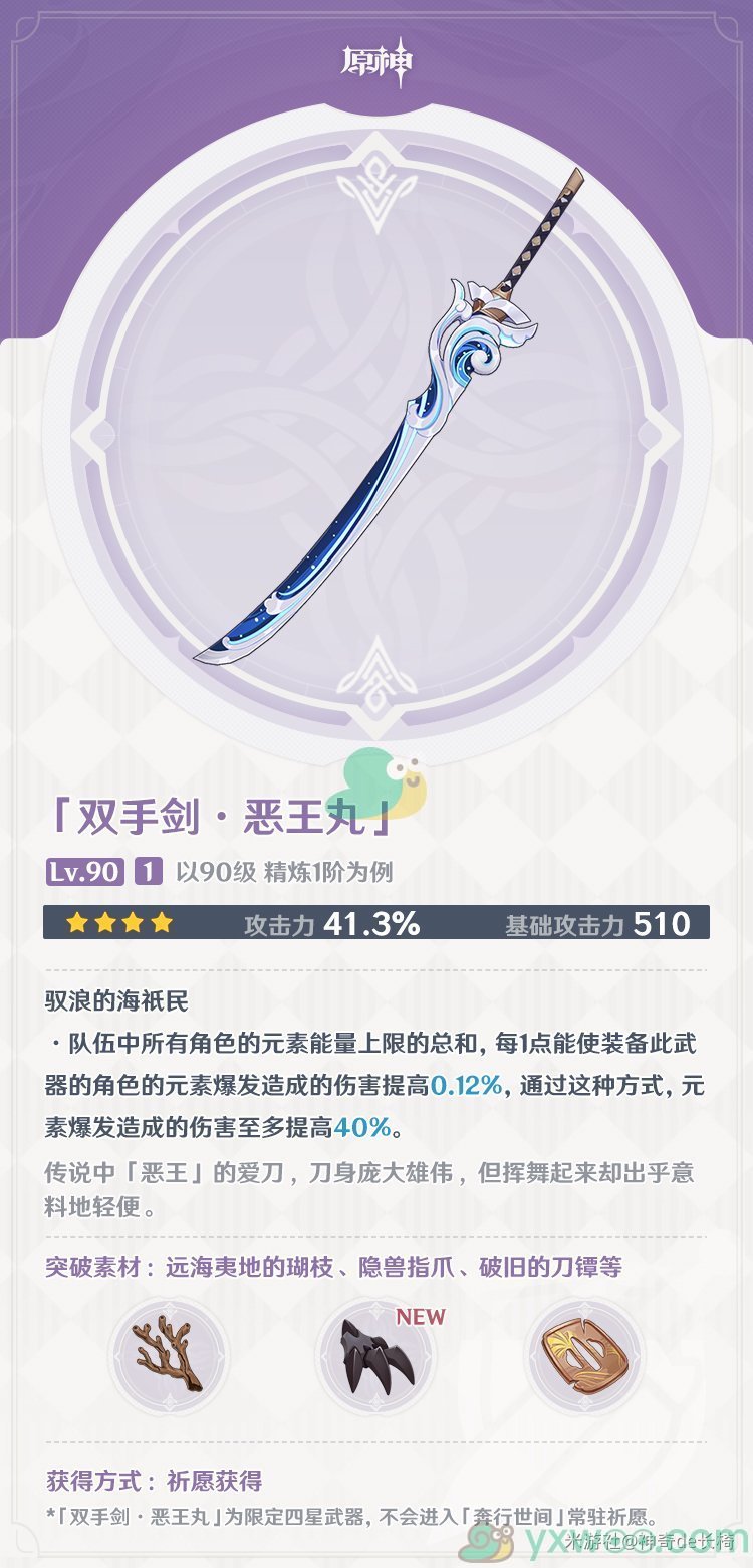 《原神》恶王丸武器突破材料介绍