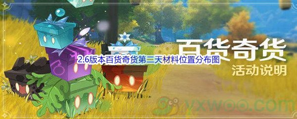 《原神》2.6版本百货奇货第二天材料位置分布图