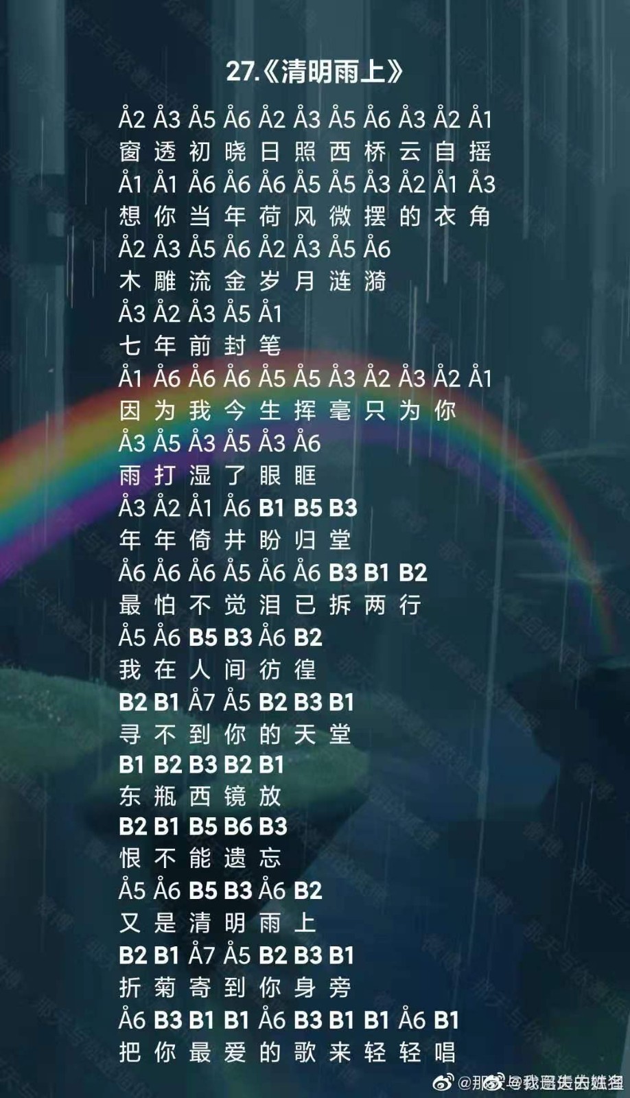 《光遇》清明雨上乐谱分享