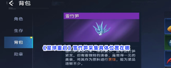 《星球重启》雪竹笋采集具体位置在哪？雪竹笋怎么才能采集？